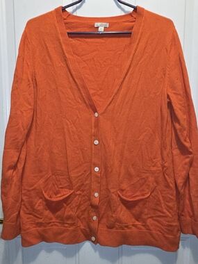 GAP Orange V-Neck Button Cardigan for Women